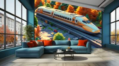 Futuristic Magnetic Levitation Transportation in Dynamic 3D Design Wall mural