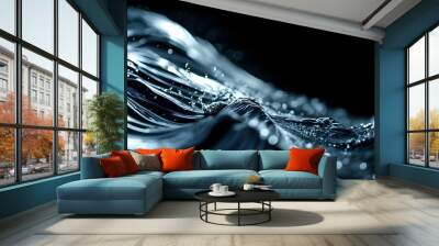 glimmering black wavy stream flowing gently against a dark backdrop Wall mural