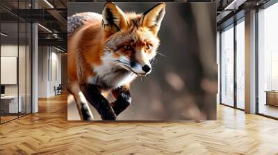 Graceful red fox in mid-run, showcasing agility and wild beauty Wall mural