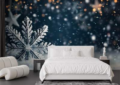 magical christmas background adorned with delicate snowflakes and sparkling stars Wall mural