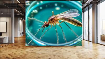 Microscopic View of a Larval Midge Swimming in Water Wall mural