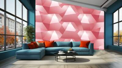 Minimalist pastel pink triangle pattern with shimmering blush glow and bold lines on a flat background Wall mural