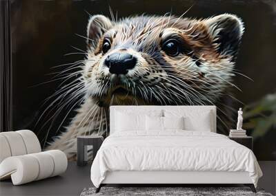 Playful otter swimming gracefully in crystal-clear waters Wall mural