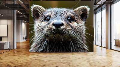 Playful otter swimming gracefully in crystal-clear waters Wall mural