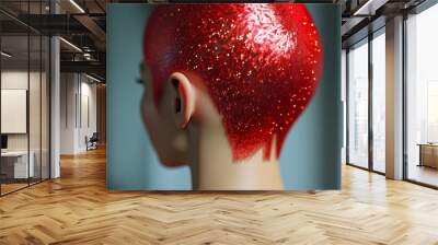 Radiant close-up of shimmering red reflective hair texture in stunning detail Wall mural