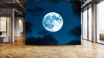 Radiant full blue moon illuminating the dark night sky Wall mural