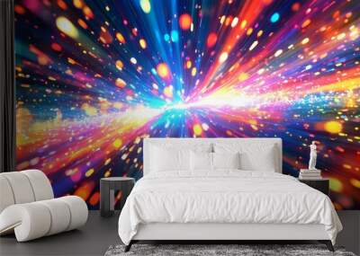 Radiant golden sparks illuminating a dreamy, defocused background in AI-generated brilliance Wall mural