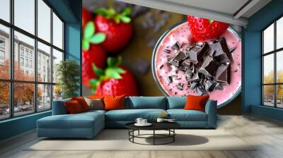 Refreshing Strawberry and Chocolate Smoothies for a Cool Summer Treat Wall mural