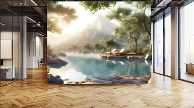 Revitalizing Wellness Retreat Focused on Self-Care for Enhanced Physical and Mental Well-Being Wall mural