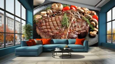 Savory T Bone Steak Presented at Famous Seoul Steakhouse Wall mural