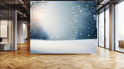 serene abstract winter landscape featuring soft colors and intricate patterns reminiscent of frost and snow Wall mural