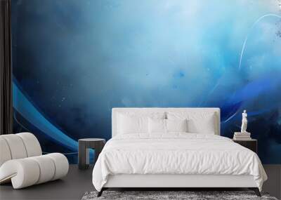 serene blue abstract background with fluid shapes and textured layers Wall mural