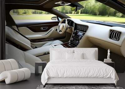 Sleek and Modern Luxury Car Interior with Futuristic Comfort Features Wall mural