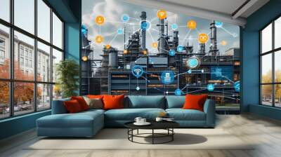 Smart Factory Revolution: Embracing Industry 4.0 through IoT Connectivity, Automation, and Data Exchange in Manufacturing Technologies Wall mural