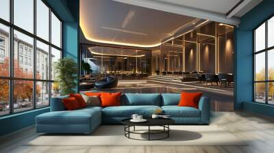 Sophisticated interior of a luxury modern clubhouse with stylish meeting room design enhanced by generative AI elements Wall mural