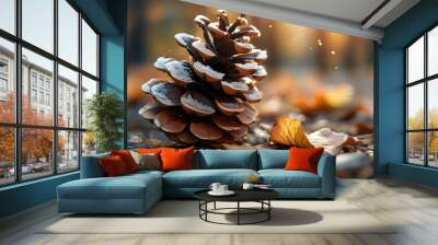 Stunning close-up of intricate pine cones showcasing nature’s artistry and texture Wall mural