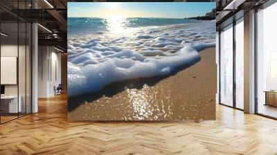 Sunny beach bliss with crashing waves and warm sandy shores Wall mural