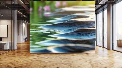 Tranquil 3D Wave Abstract with Gentle Shadows and Textured Layers in a Deep Depth of Field for Versatile Copy Space Wall mural