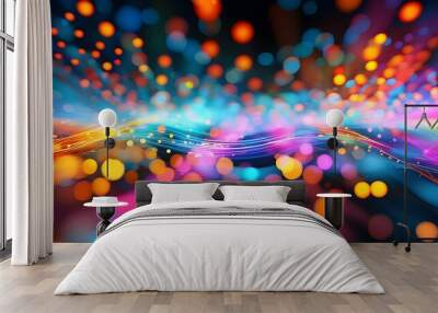 Vibrant Abstract Blurred Light with Glittering Bokeh Effects Wall mural