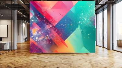 vibrant abstract color splash with geometric shapes creating an artistic wallpaper design Wall mural