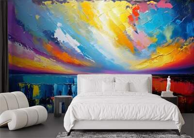 Vibrant Abstract Expression in Bold Oil Paints Wall mural