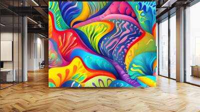 Vibrant Abstract Pattern of Colorful Organic Shapes Wall mural