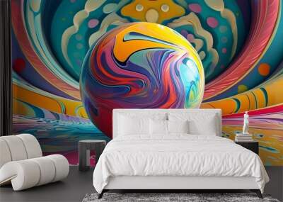 Vibrant Abstract Sphere Background with Colorful Polka Dot Patterns and Shapes Wall mural