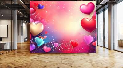 vibrant and festive Valentines Day vector background filled with colorful hearts and romantic elements Wall mural