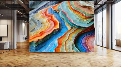 Vibrant close-up of intricate patterns and colorful stratified rock layers Wall mural