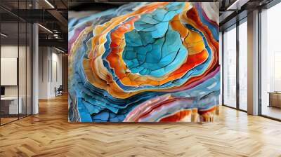 Vibrant close-up of intricate patterns and colorful stratified rock layers Wall mural