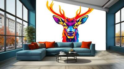 Vibrant Deer Head Logo on Crisp White Background Wall mural