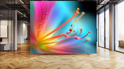 Vibrant Digital Flower Macro with Color Gradient Background Wall mural