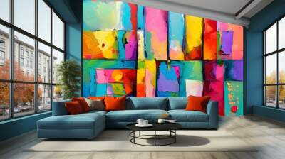 Vibrant Geometric Dreams: An Abstract Exploration of Color and Form in Modern Art Wall mural