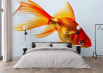 Vibrant Goldfish Symbolizing Omega-3 Benefits for Heart and Brain Health Against a Clean White Background Wall mural