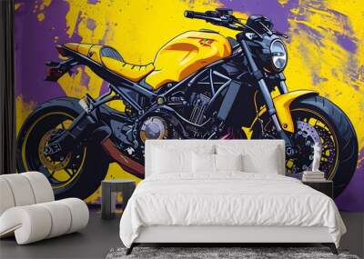 Vibrant Grunge Background in Yellow and Purple for Extreme Sports and Adventure Themes Wall mural