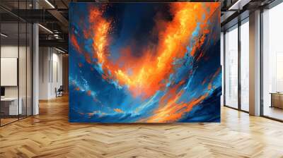 Vibrant Neon Blaze Fusion of Navy and Orange with Dynamic Noise and Gradient for a Powerful Visual Impact Wall mural