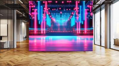 Vibrant Neon Stage Set for Artistic Performances and Events in Pink and Blue Hues Wall mural