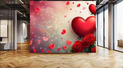 Vibrant Romantic Backdrop with Hearts for Celebrating Valentines Day Wall mural