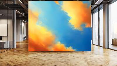 Vibrant Summer Gradient of Blurred Blue and Yellow Against a Warm Orange Sky Wall mural