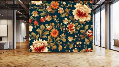 vibrant traditional floral designs perfect for fabric patterns Wall mural