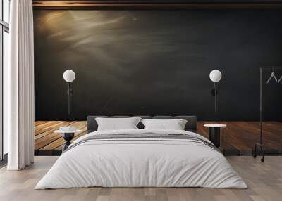 vintage grunge blackboard with dark border and distressed texture featuring soft spotlight on an aged brown center Wall mural