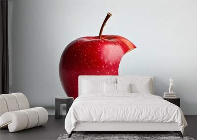 Wisdom and Nourishment: Ripe Red Apple on a Clean White Canvas Wall mural