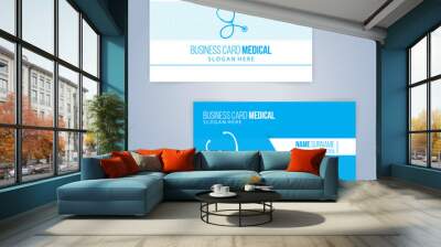 Blue and White modern business, healthcare, Medical card template, Illustration Vector 10 Wall mural