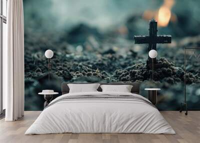 The Christian cross and ashes are symbols of Jesus Christ's religion, sacrifice, and redemption. Wall mural