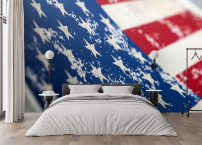 Closeup of american USA flag, , united states of america Wall mural