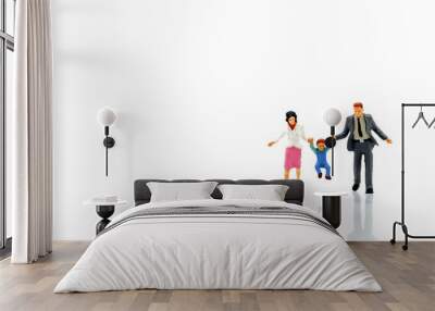 Miniature people : Family and children with house using for concept of step family day. Wall mural