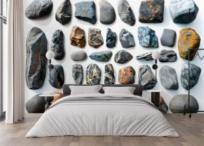 A collection of rocks with different colors and textures. Generative AI Wall mural