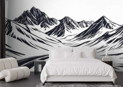 Adventure Awaits: Snowy Mountain Pass Comic Book Vector Illustration Wall mural