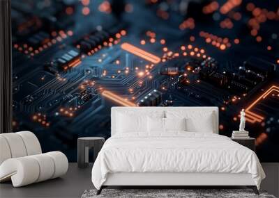 Close-up photo of an electronic circuit board component Wall mural