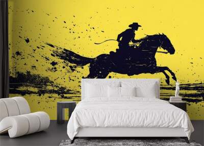 Dynamic Cowboy Riding Robotic Horse in Action Wall mural